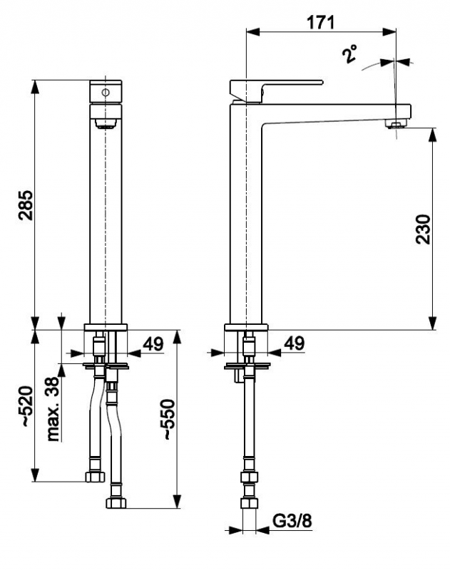 Armatura Logon Black Смеситель для раковины высокий, черный
