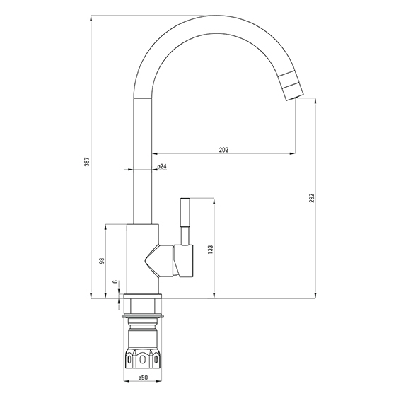 Смеситель для мойки Deante Lima, стальной