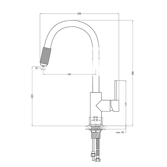  Смеситель для кухни с подключением фильтра для воды Deante Aster, хром-черный