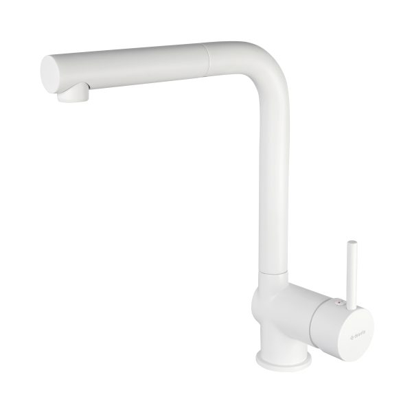 Deante Aster Смеситель для мойки с выдвижным изливом, белый