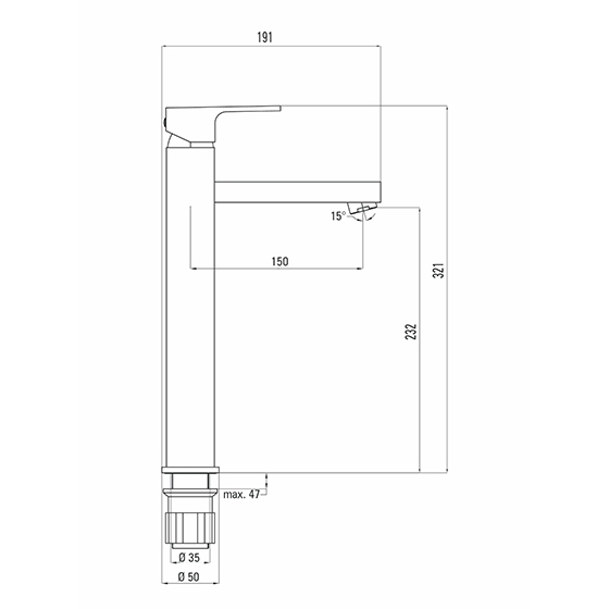 Смеситель для раковины Deante Anemon высокий, черный-хром