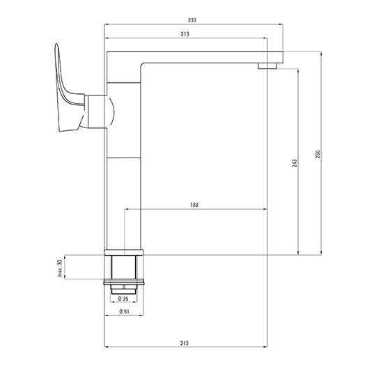 Смеситель для мойки с прямоугольным изливом Deante Gardenia, хром-черный