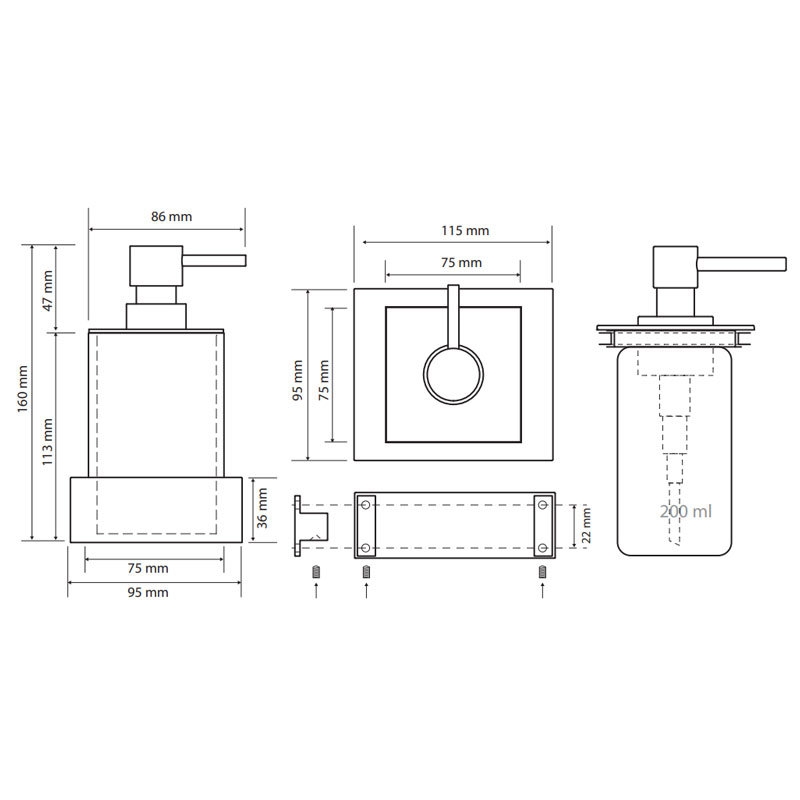 ДОЗАТОР для МЫЛА Bemeta GAMMA подвесной, белый/хром