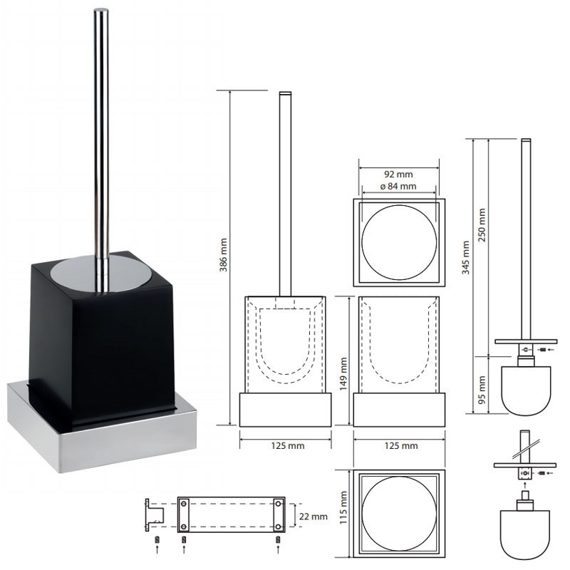ЁРШИК BEMETA GAMMA ПОДВЕСНОЙ, ЧЁРНЫЙ/ХРОМ