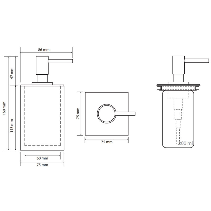 ДОЗАТОР для МЫЛА BEMETA GAMMA КВАДРАТНЫЙ НАСТОЛЬНЫЙ, ЧЁРНЫЙ/ХРОМ