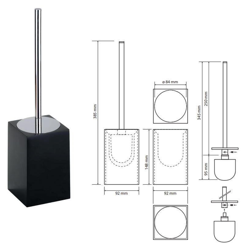 ЁРШИК НАПОЛЬНЫЙ Bemeta GAMMA КВАДРАТНЫЙ, белый/хром