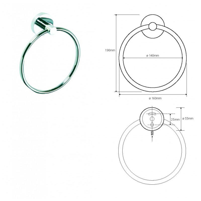 КОЛЬЦО ДЛЯ ПОЛОТЕНЕЦ Bemeta OMEGA хром