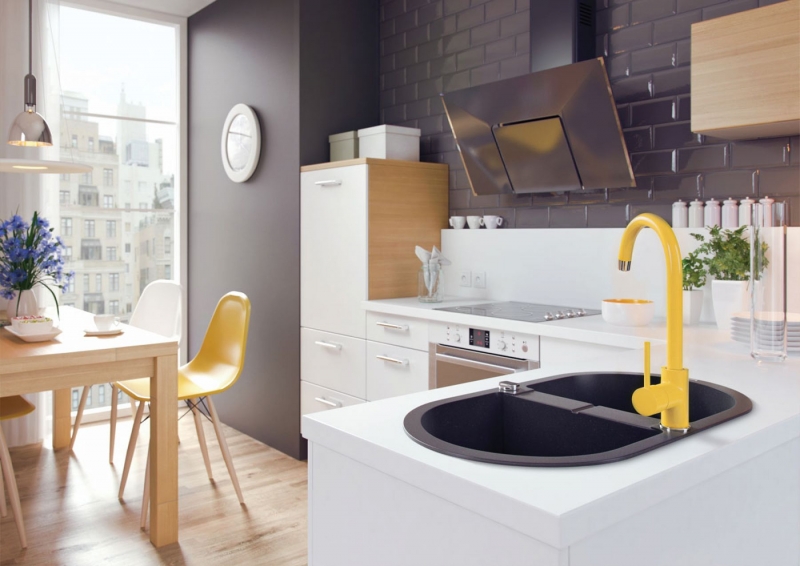 Смеситель для кухни с изливом U Deante Milin, желтый