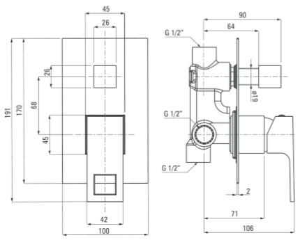 Смеситель для душа скрытого монтажа DEANTE ANEMON BIS, хром