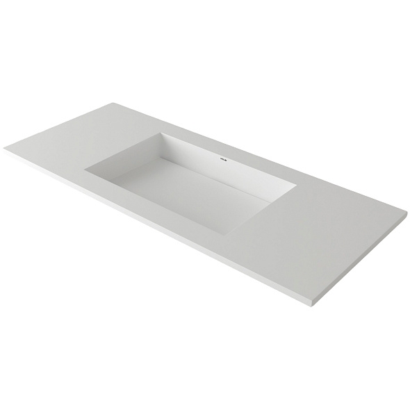 Раковина Holbi Polaris + STL, из Solid Surface, скрытый сливной механизм, белая матовая