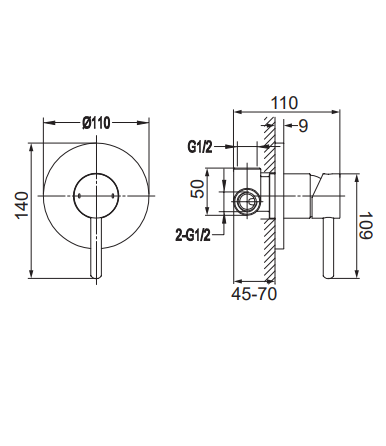 Скрытый смеситель для душа Omnires, золото