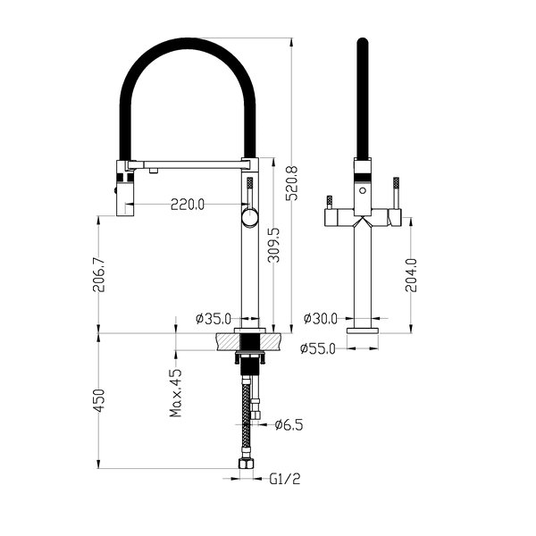 Смеситель для кухни Boheme Uno GOLD с подключением для фильтра золото