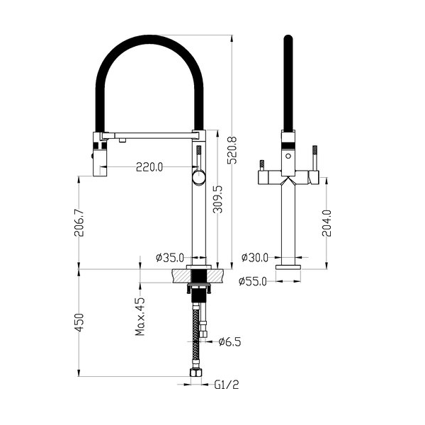 Смеситель для кухни Boheme Uno Matt GOLD с подключением для фильтра матовое золото