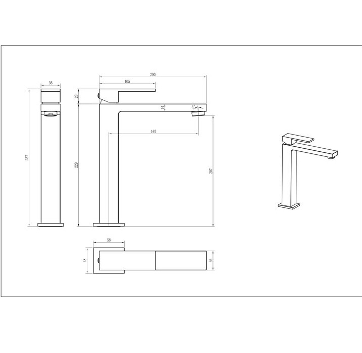 Смеситель для умывальника Boheme Qubic Black черный