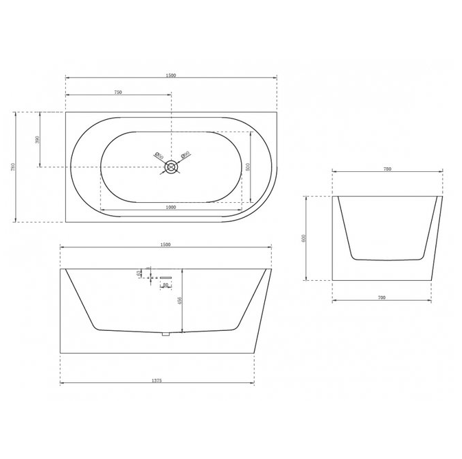 Акриловая ванна ABBER AB9257-1.5 