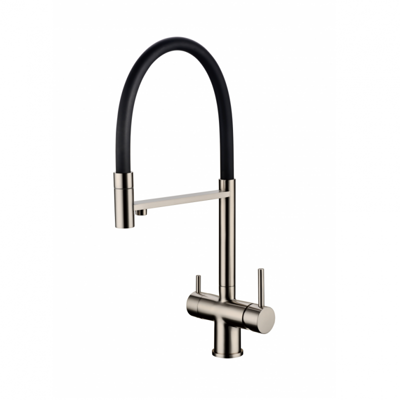 Смеситель для кухни Grocenberg  с гибким изливом Никель