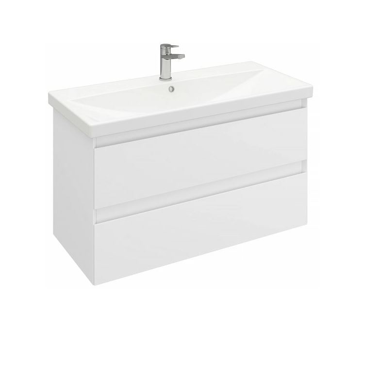 Тумба подвесной Laparet Vitrum 90 с умывальником Cerastyle Elite 90 белый матовый