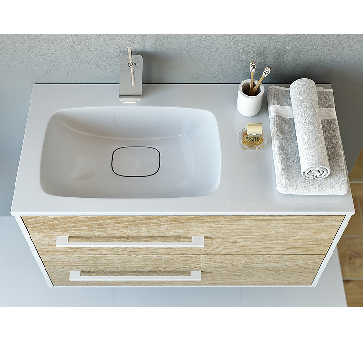 Miami тумба с умывальником левый, шириной 90 см, цвет дуб сонома