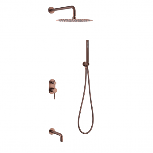 Душевая система скрытого монтажа Bohema Uno с изливом, брашированная медь