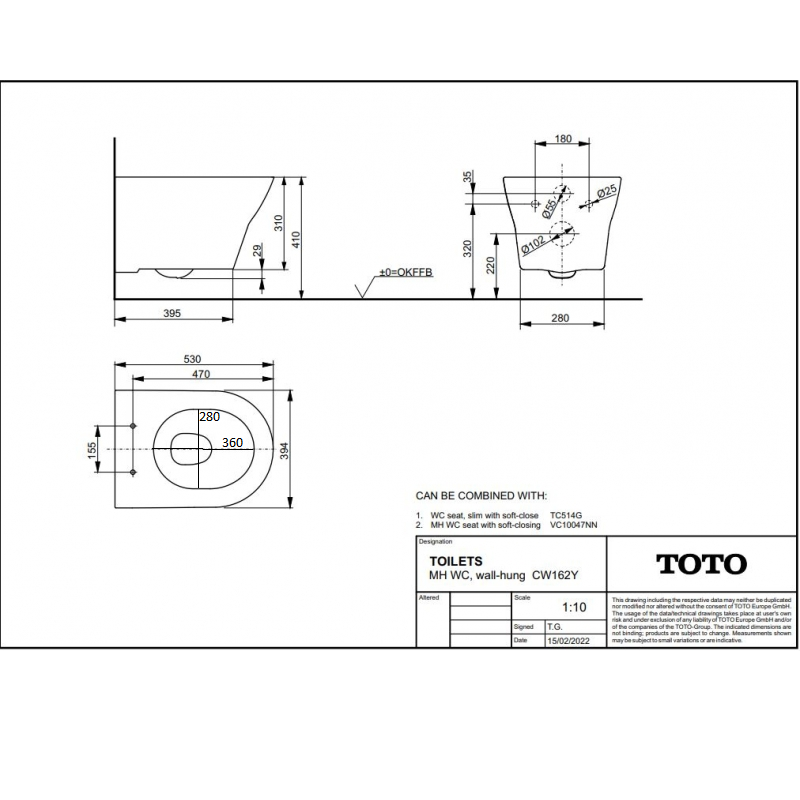 Унитаз подвесной TOTO  54*39 с сиденьем тонким с микролифтом в комплекте