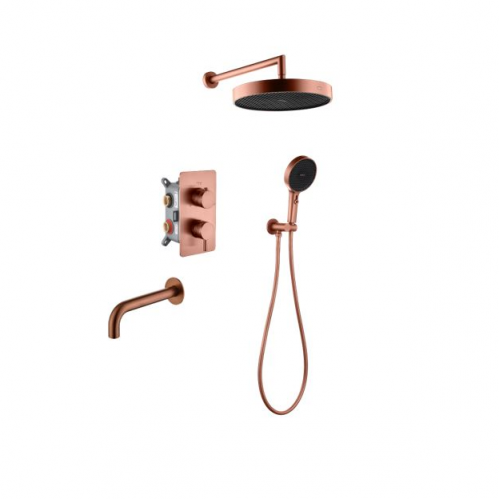 Душевая система скрытого монтажа с изливом Bohema Cell брашированная медь