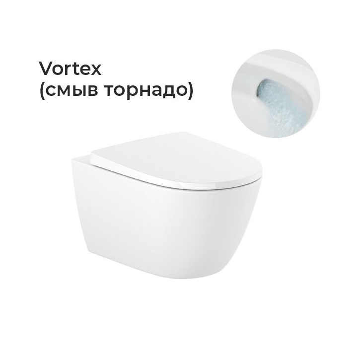 Унитаз подвесной Roca Ona Rimless Vortex, с крышкой soft-close 53*36