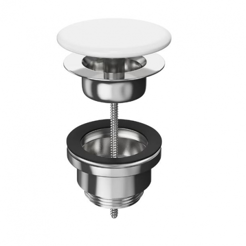 Донный клапан с керамической крышкой, белый глянцевый