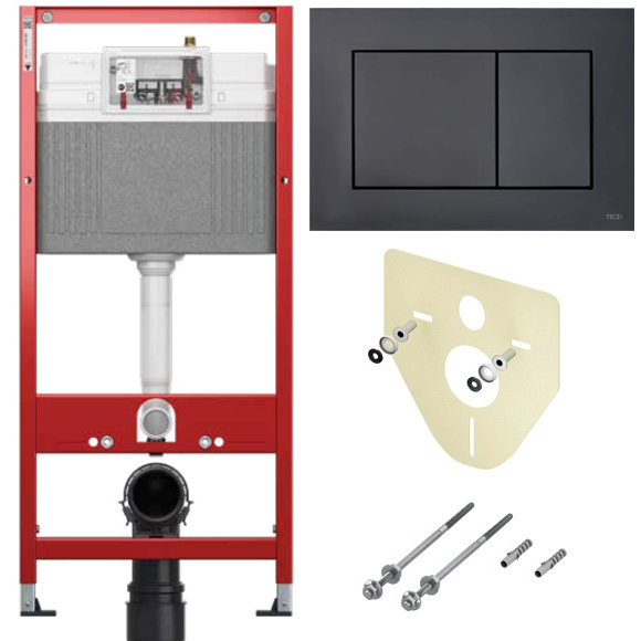 Комплект TECE basekit 4в1, с кнопкой TECEbase, ПЛАСТИК, чёрная матовая