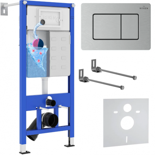 Комплект инсталляции 4 в 1 Roxen StounFix Dual Fresh с аромадозатором, кнопкой смыва (сатин)