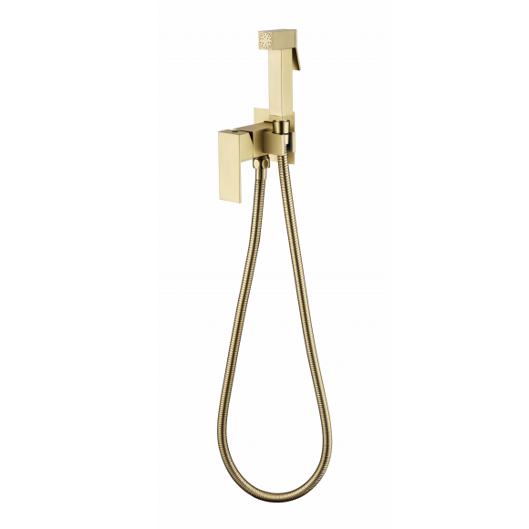 Смеситель встраиваемый с гигиеническим душем Grocenberg  золото брашированное