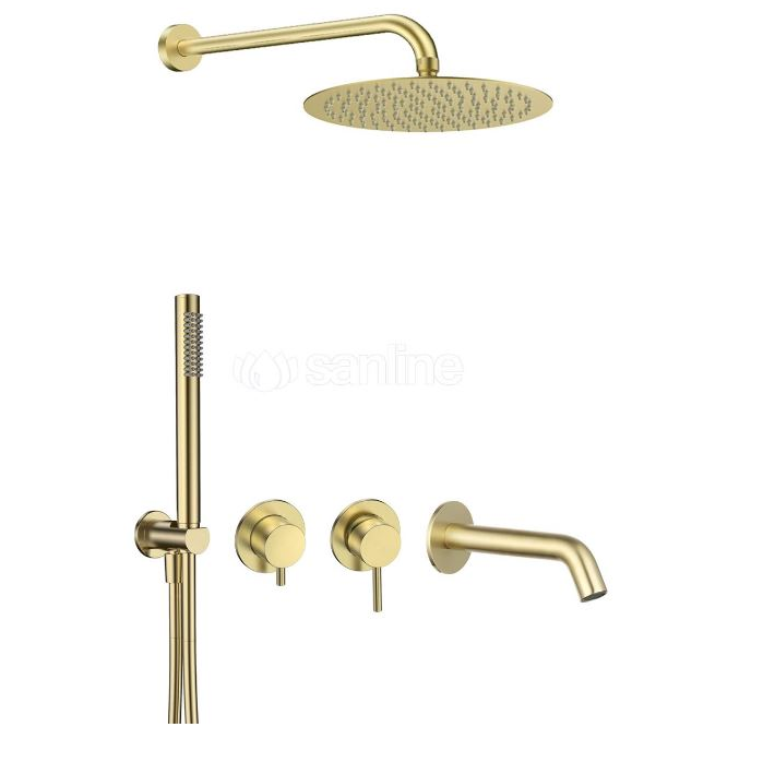 Душевая система AQUAme Siena встраиваемая, на 3 режима, матовое золото