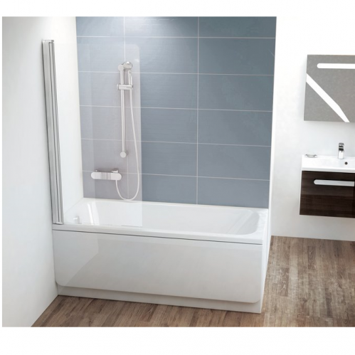 Шторка на борт ванны поворотная Ravak CVS1 80 см, профиль сатин, прозрачное стекло