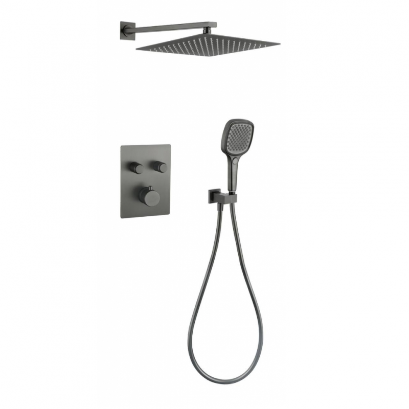 Душевая система скрытого монтажа Grocenberg с термостатом Vernet (Франция) в цвете графит