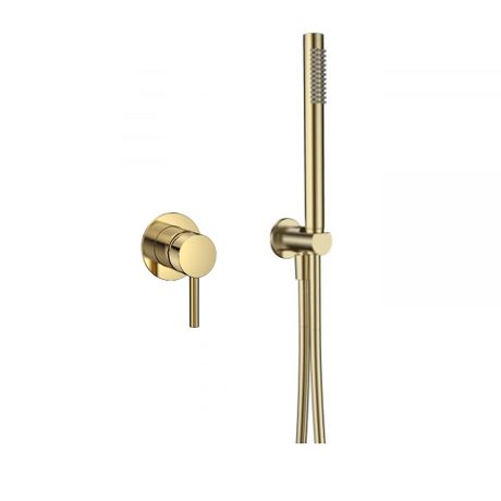 Комплект  AQUAme Siena ручной душ, дежатель, смеситель, брашированное золото