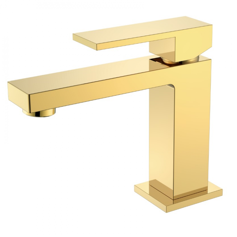 Cмеситель для умывальника Qubic золото