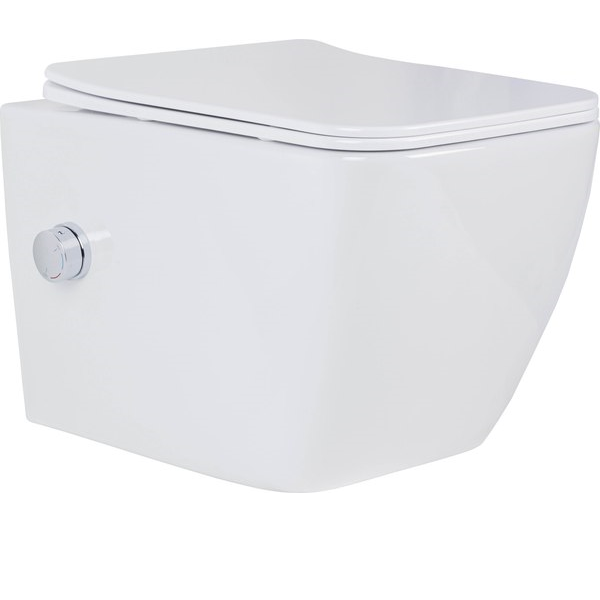 Унитаз подвесной Roxen Cube  36x51 с функцией биде и сиденьем дюропласт SoftClose