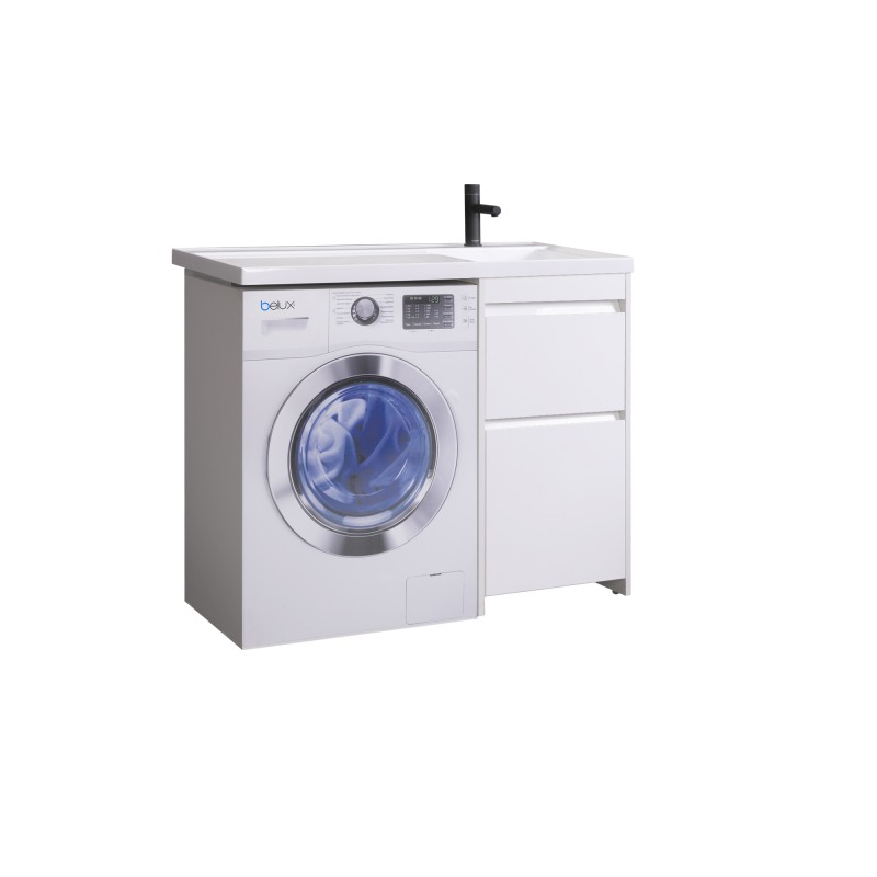 Тумба c умывальником под стиральную машину белый глянцевый Belux