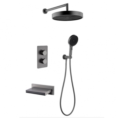 Душевая система скрытого монтажа с каскадным изливом Bohema Cell графит