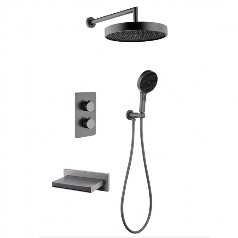 Душевая система скрытого монтажа с каскадным изливом Bohema Cell графит