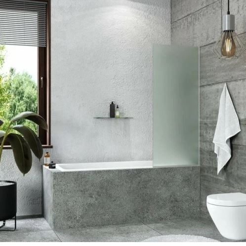 Шторка стеклянная для ванны стационарная матовое стекло / профиль хром 1400х700