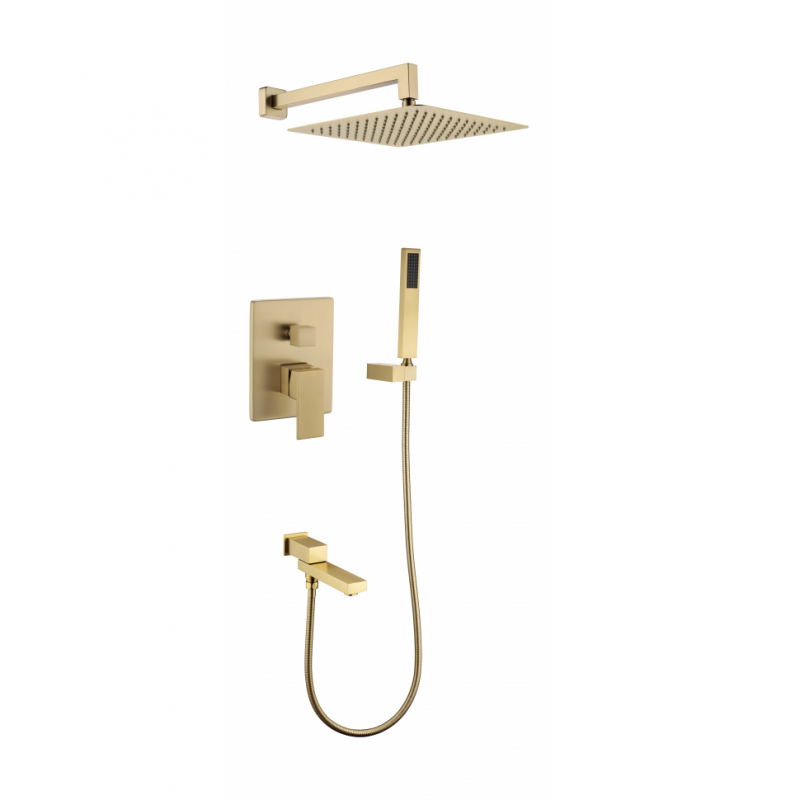 Душевая система скрытого монтажа Grocenberg, брашированное золото