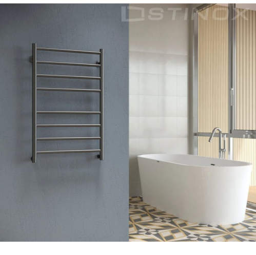 Полотенцесушитель водяной TOSCANA 500x800 в цвете графит с комплектом подключения (нижнее 1 дюйм)