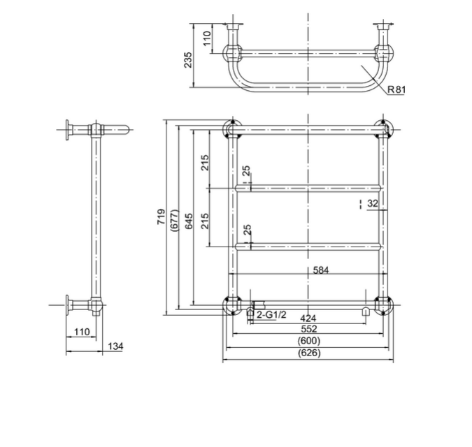Водяной полотенцесушитель Burlington НАСТЕННЫЙ CLEAVER / BABBLE