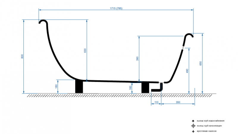 Ванна из литого мрамора Белюкс Ладья 171x78, сифон и ноги 