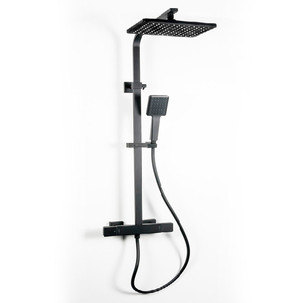 Душевая стойка Clever Nine Xtreme, термостат, цвет черный матовый