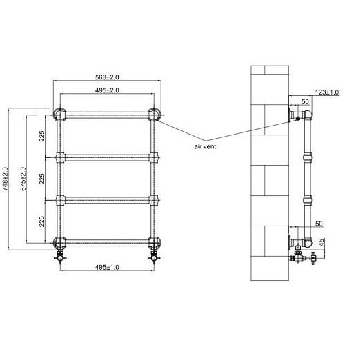 Полотенцесушитель водяной Boheme 750x500 нержавеющая сталь золото