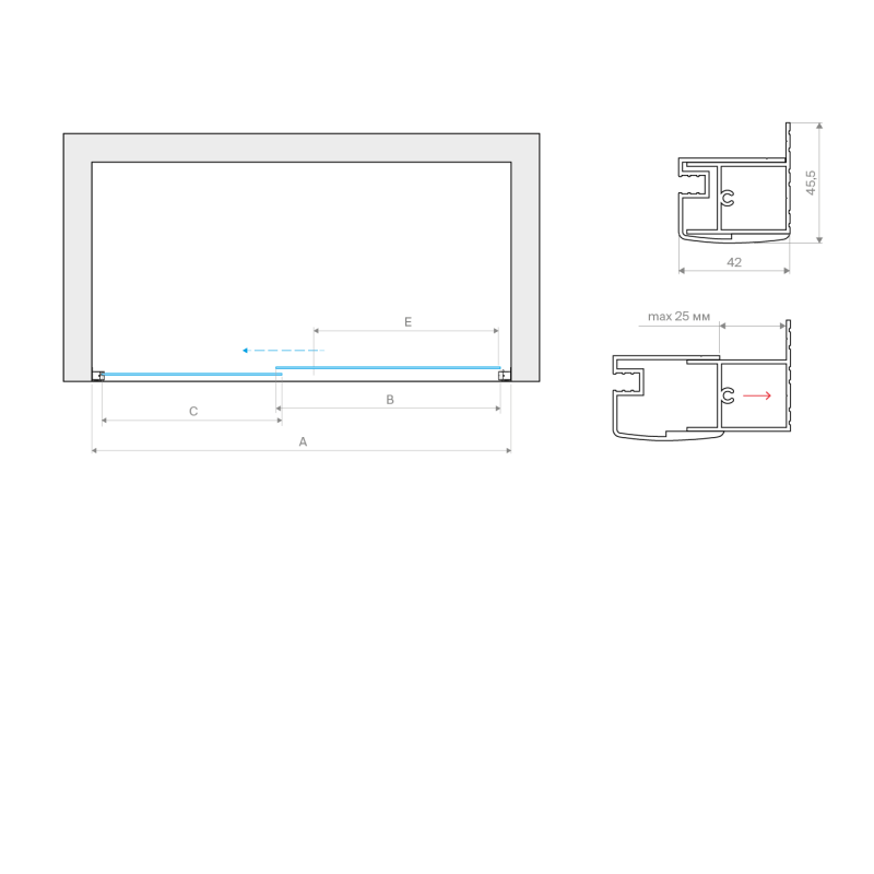 Душевая дверь Vegas Glass ZP 0110, 110 х 190 см