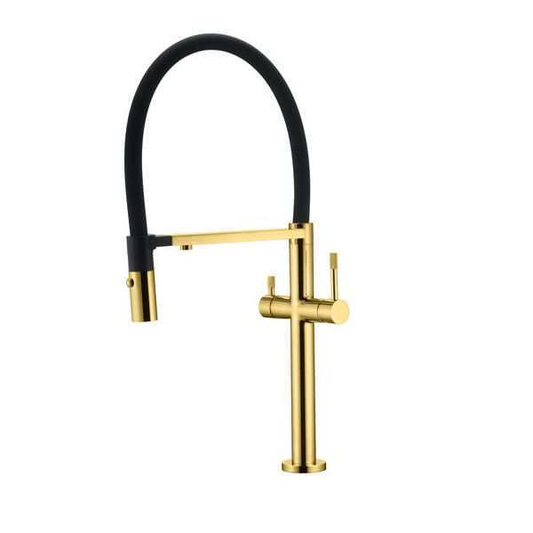 Смеситель для кухни Boheme Uno GOLD с подключением для фильтра золото