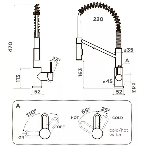 Смеситель для кухни Omoikiri Mikawa 2 Plus-SB-GB графит