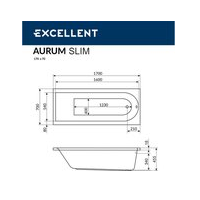 Ванна акриловая Excellent Aurum Slim 170x70, белый